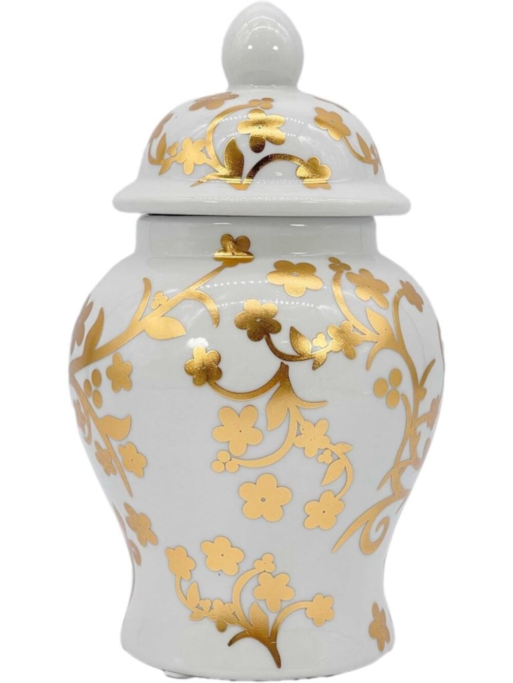 Vintage 8" Ceramic Ginger Jar with Lid - Classic Porcelain Tea Storage Decor